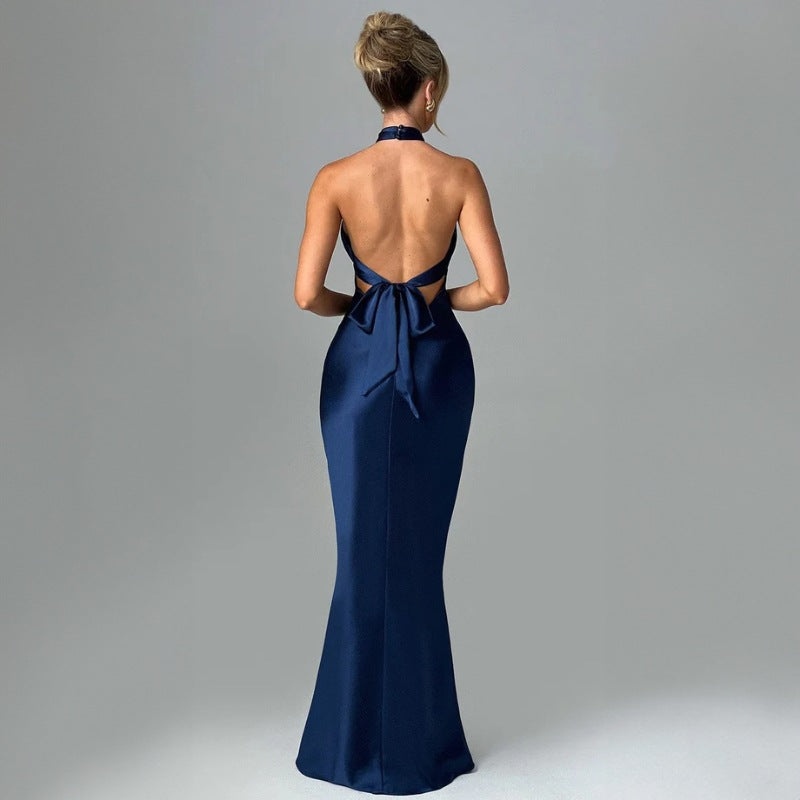 Backless Sleeveless Dress on Model – Elegant and Flattering Design