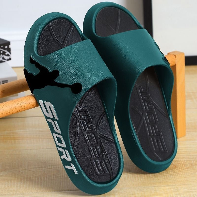 Breathable sporty thick-soled slippers for men with durable design.