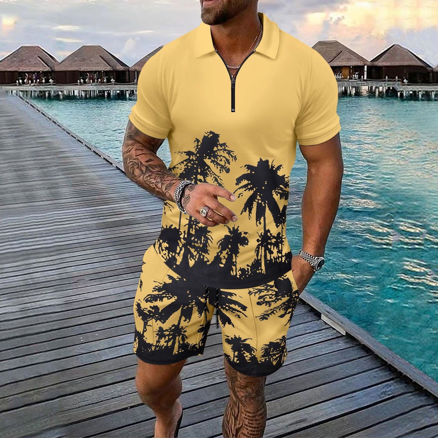 Stylish men’s summer shirt and shorts set – effortless style