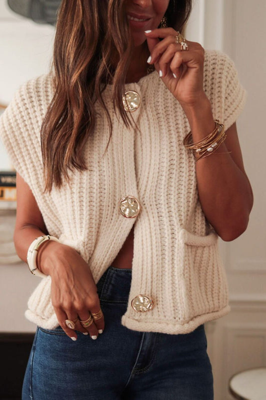 Button Down Sweater Vest with Pockets | Stylish Women's Vest - Filoré