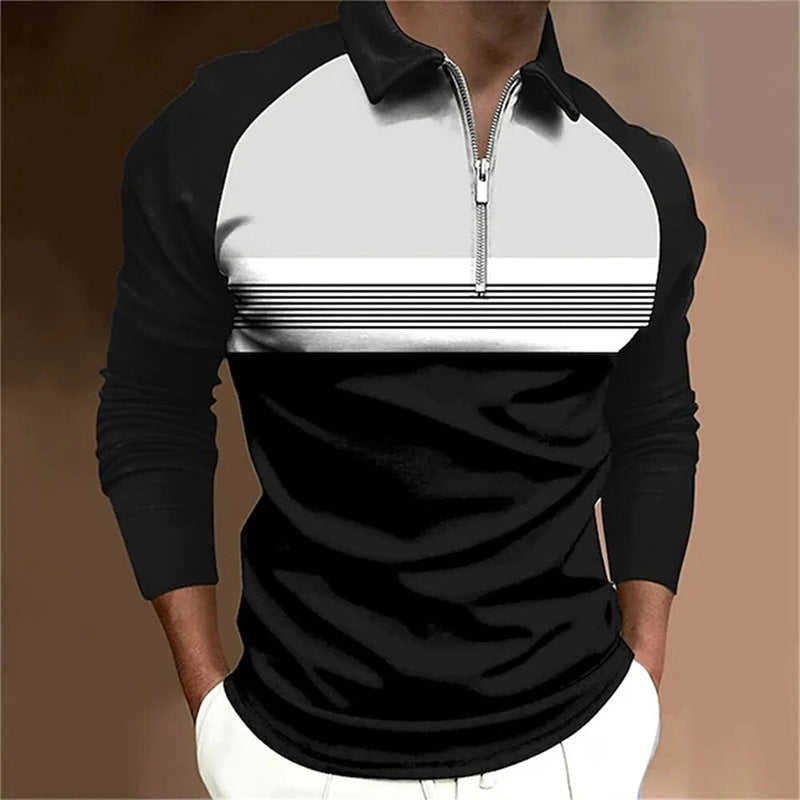 Casual Look Men’s Long Sleeve Polo Shirt with Zipper