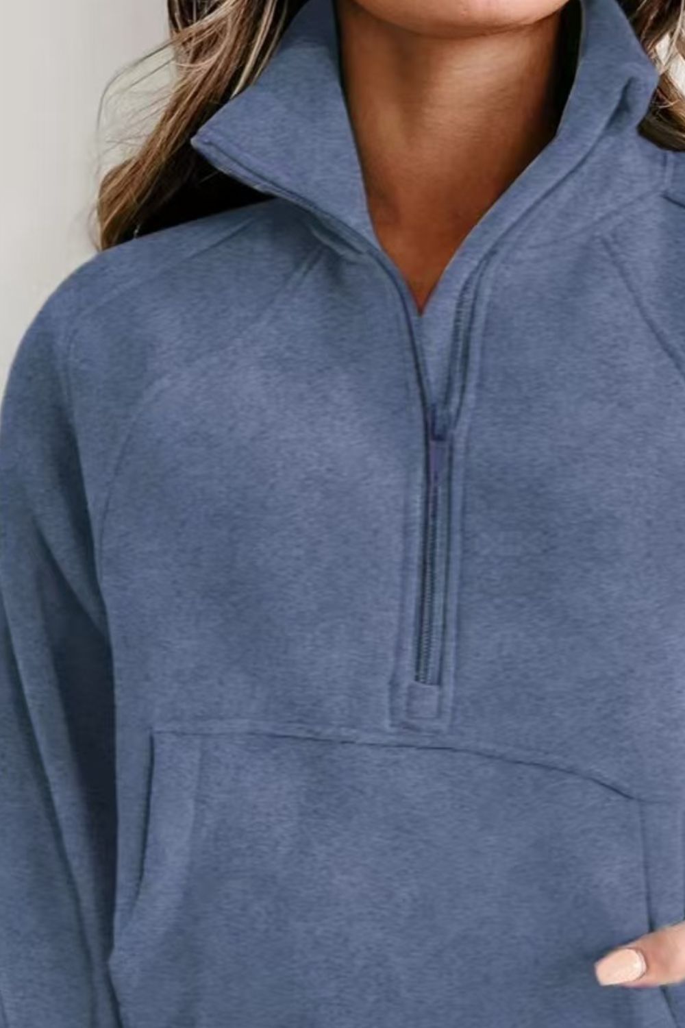 Soft and comfortable fabric of the Half Zip Sweatshirt, perfect for casual wear and layering.