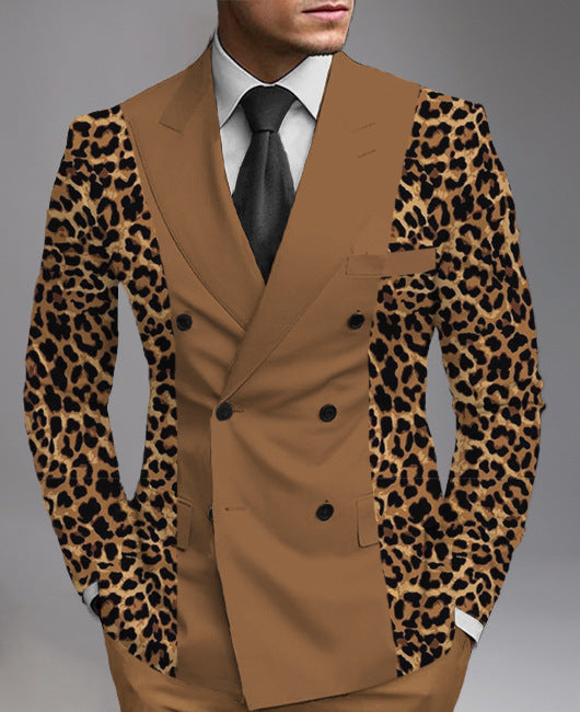 Close-up of Men’s Printed Suit Jacket with Pattern Detail