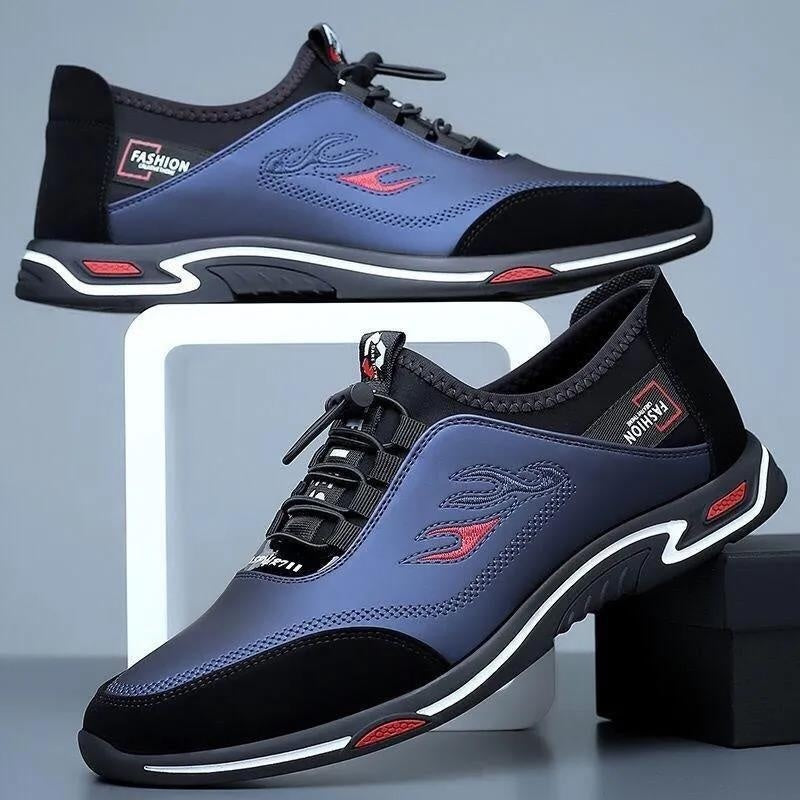 Comfortable casual leather work shoes for men with a flexible design.