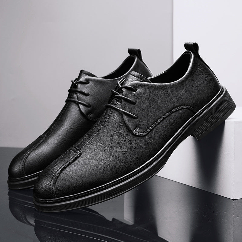 Comfortable large-size men's leather shoes with a soft sole.