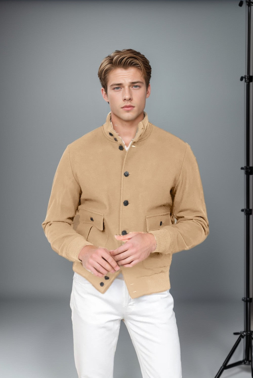 Stylish and comfortable long sleeve stand collar top for men