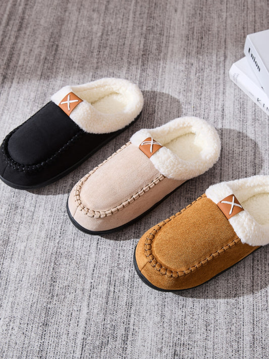 Top view of Contrast Round Toe Flat Slippers with a stylish and comfortable design