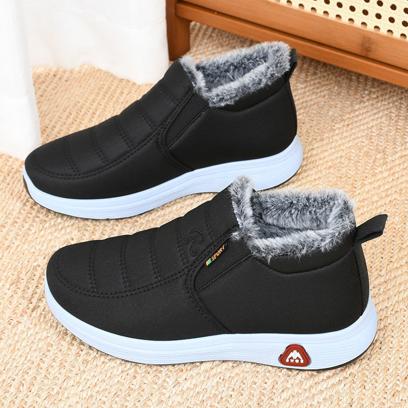 Cotton-padded thermal shoes for elderly, designed for comfort and warmth in winter.