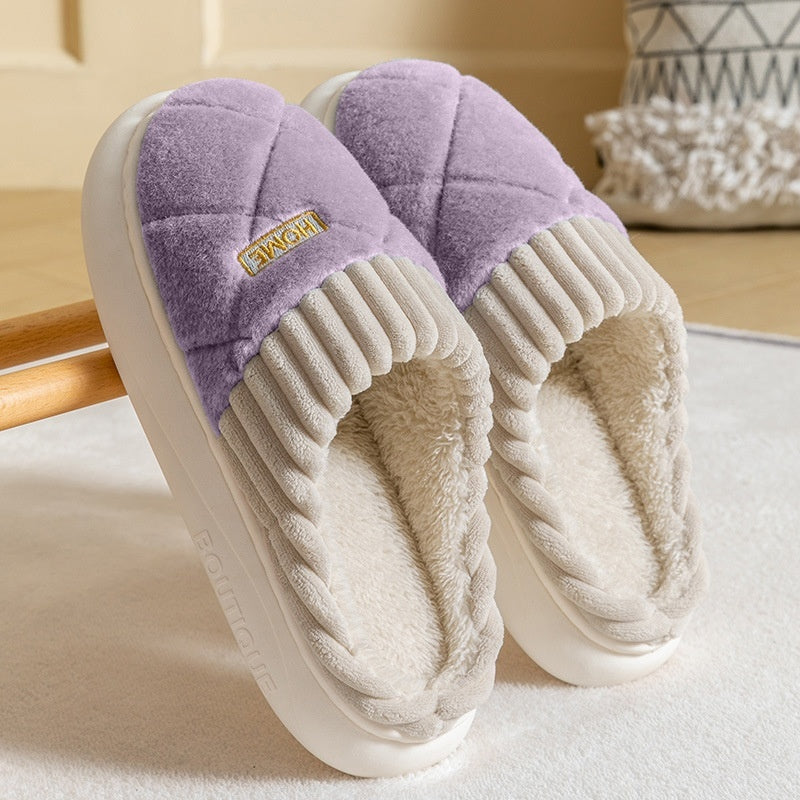 Durable plush house slippers for couples, perfect for winter home use.