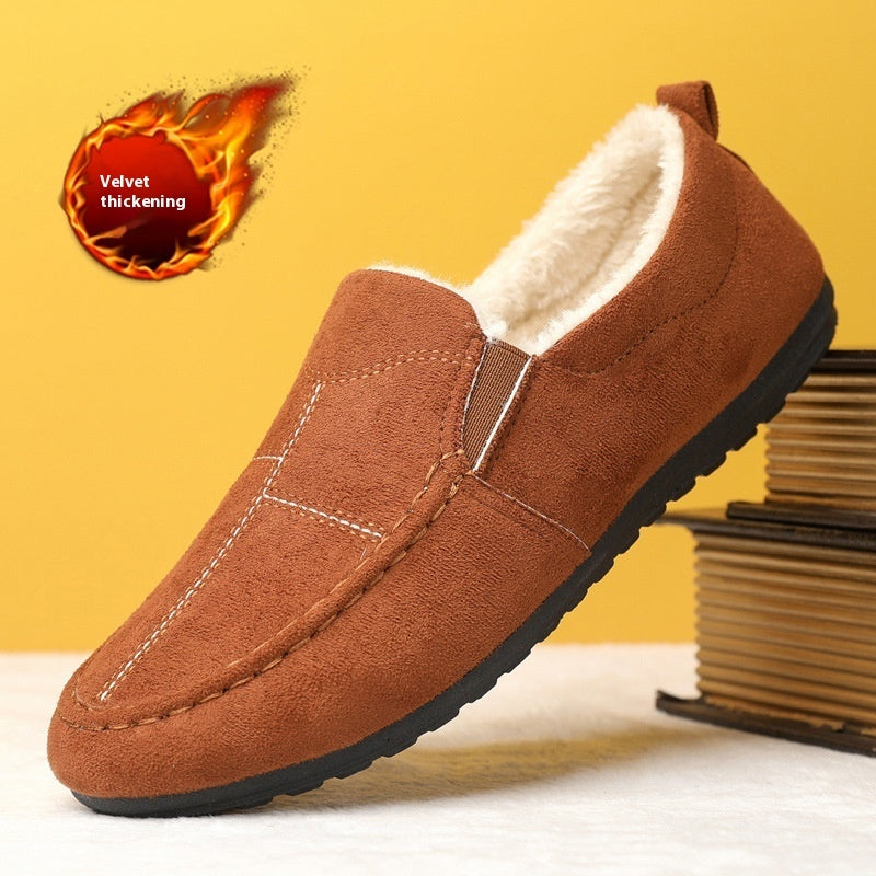 Cozy fleece-lined casual shoes for men, ideal for cold weather.