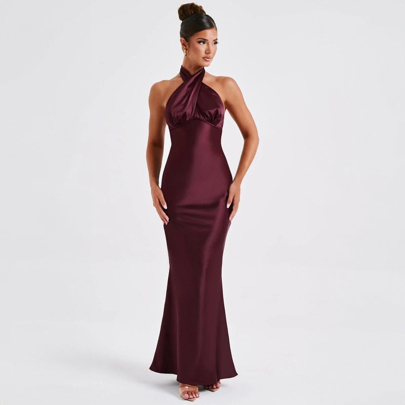 Full-Length View of Fashion Backless Sleeveless Dress – Ideal for Formal Events