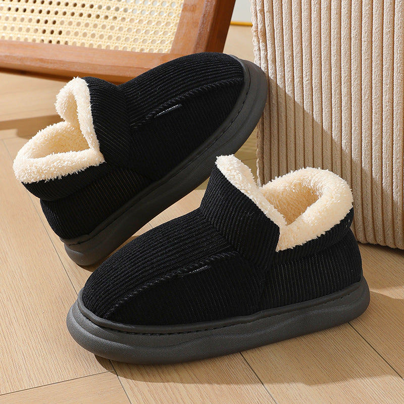 Lightweight warm home cotton shoes with an ankle wrap design.