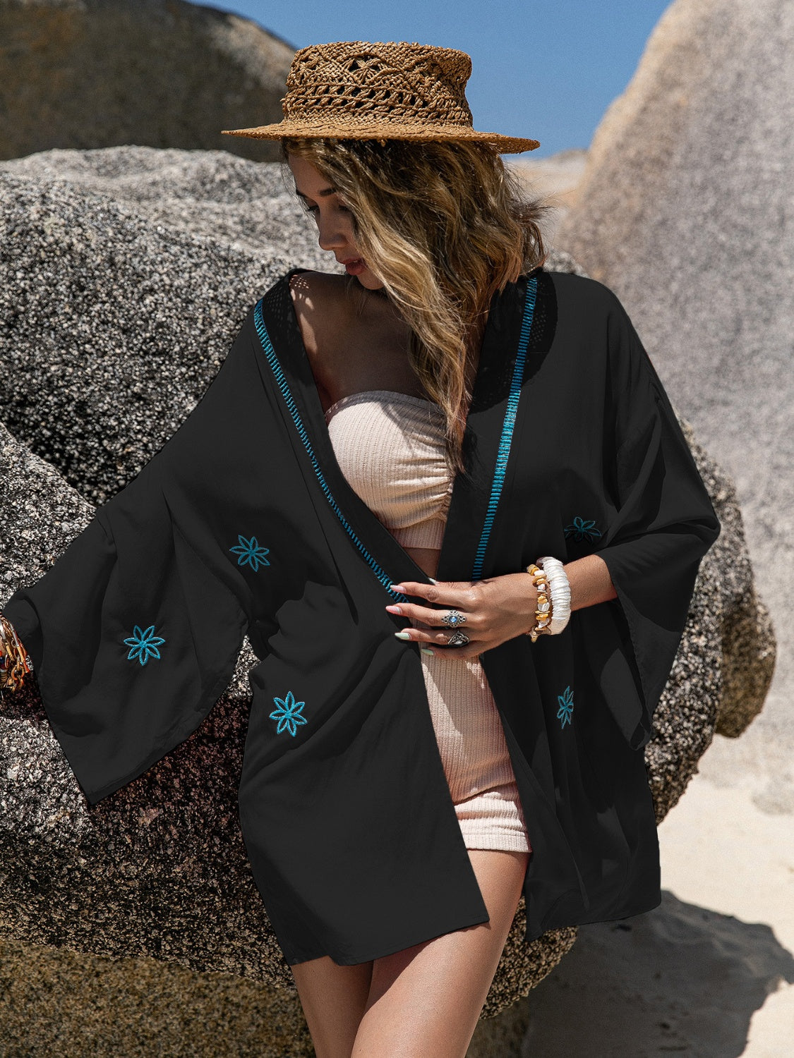 Long Sleeve Embroidered Cover Up for Beachwear – Perfect for Layering