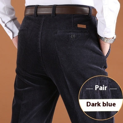 Men’s stylish corduroy pants with high waist and loose fit