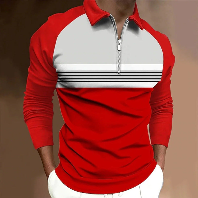 Men’s Long Sleeve Polo Shirt with Zipper – Stylish and Comfortable