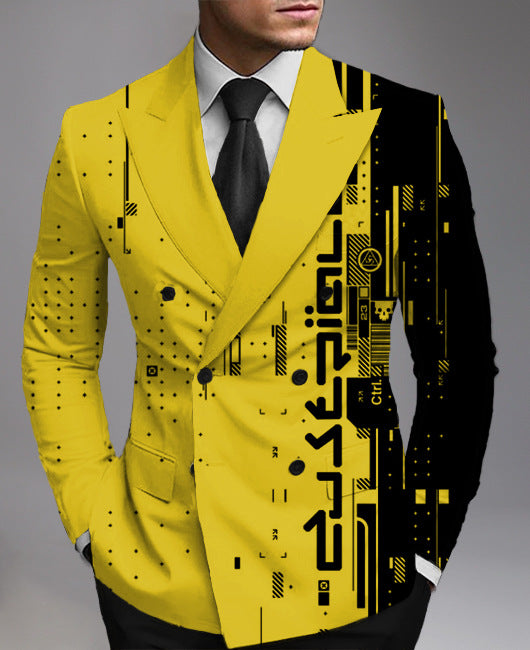 Men’s Printed Suit Jacket in Sunlight – Perfect for Daytime Wear