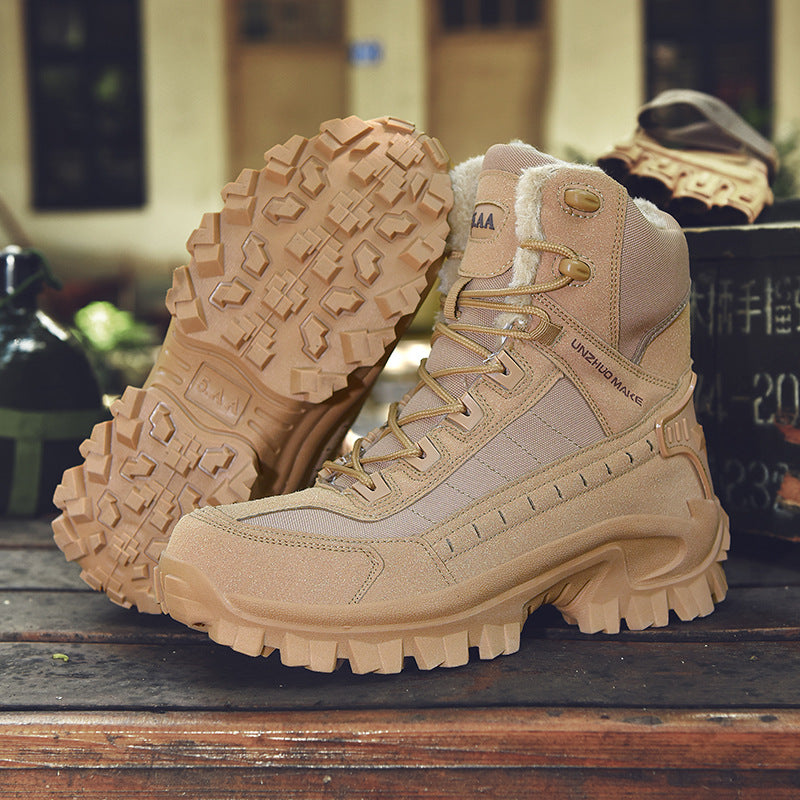 Men's fleece-lined winter boots offering comfort and protection from snow.