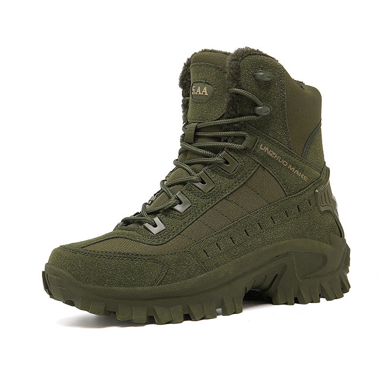 Stylish and practical men's winter combat boots with fleece lining.