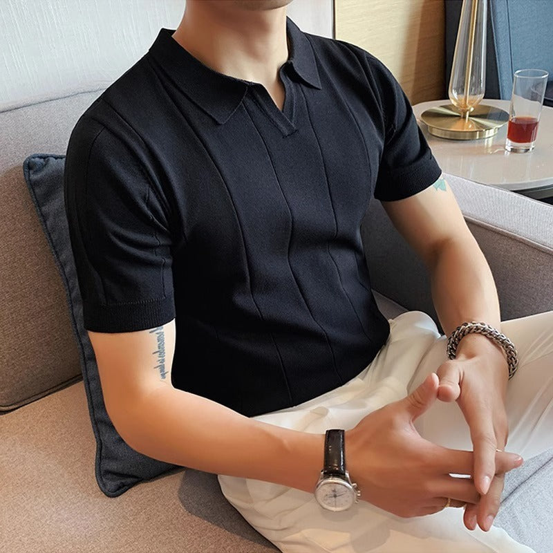 Men’s Ice Silk short sleeve T-shirt for a comfortable and professional business look