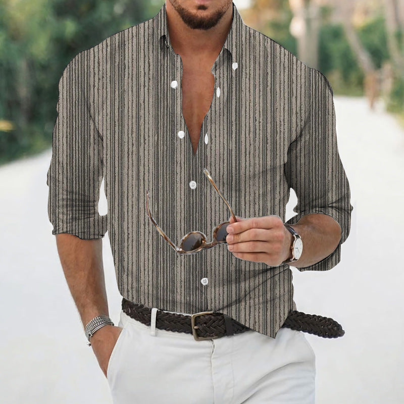 Relaxed fit Men’s Linen Shirt with long sleeves, great for casual wear.