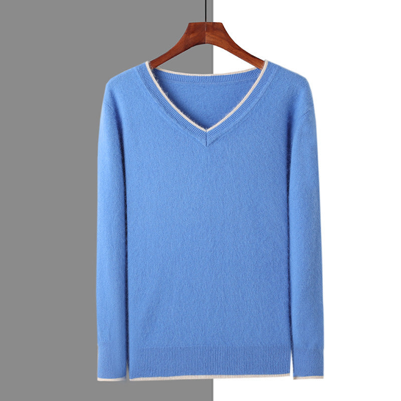 Close-up of Men’s Plus Size V-neck Pullover Sweater