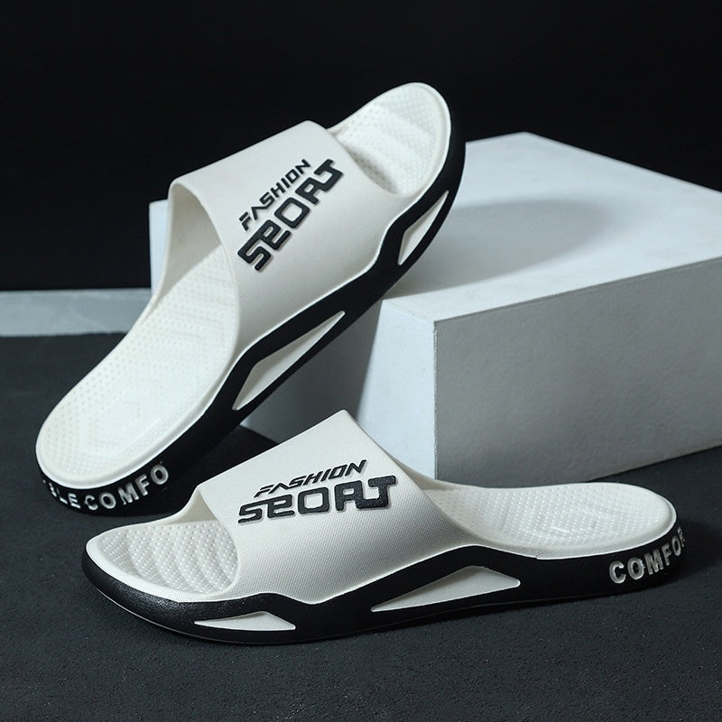 Men's stylish basketball-inspired summer slippers with a trendy look.