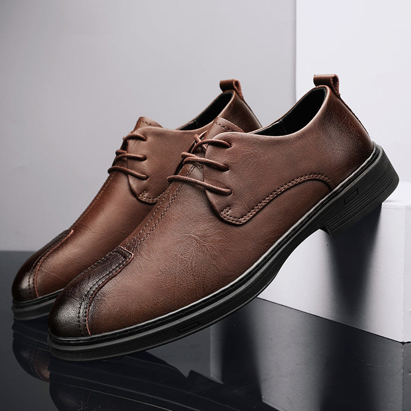 Modern and stylish large-size leather shoes for men with a lace-up design.