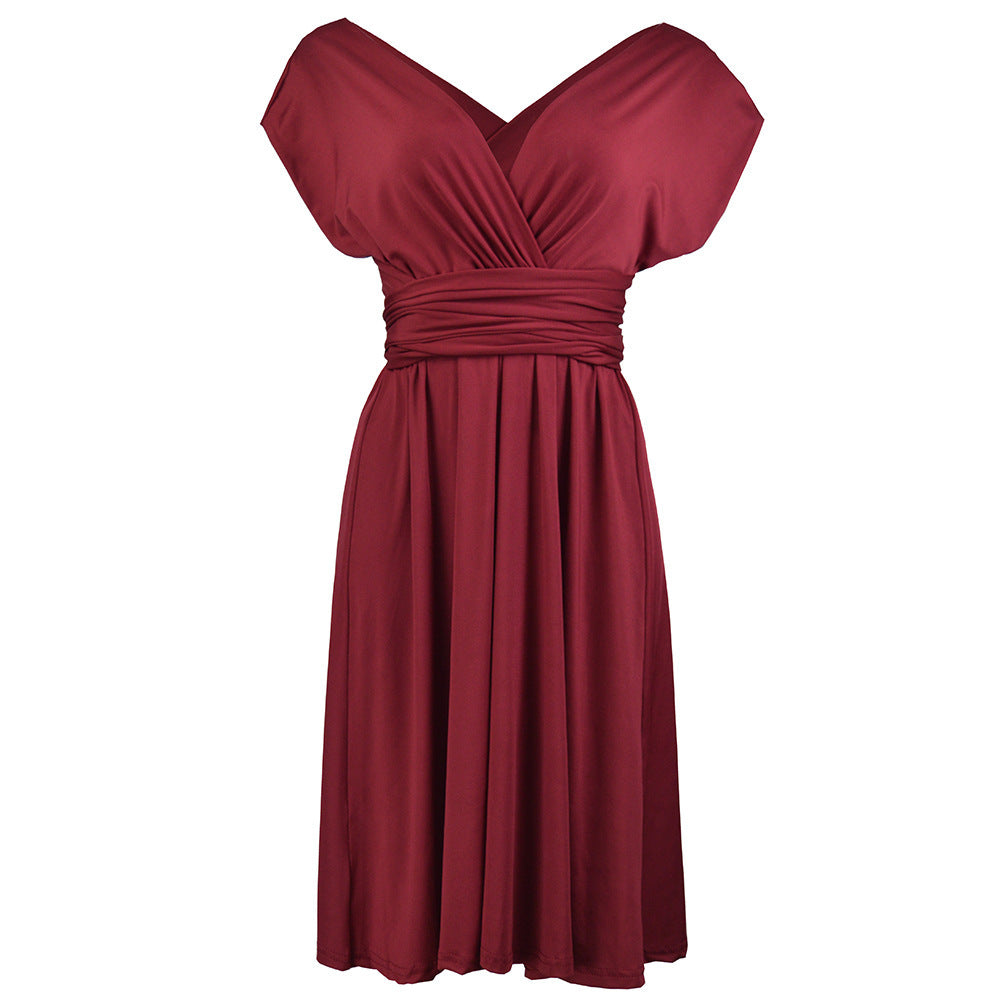 The Multiple Wear Lace-up Plus Size Dress offers several styling options to suit your mood and event.