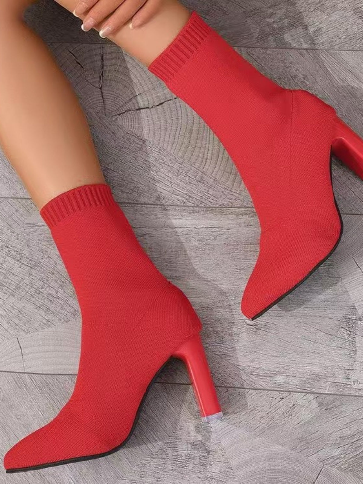 Point Toe Block Heel Boots styled for a casual look, ideal for everyday wear.