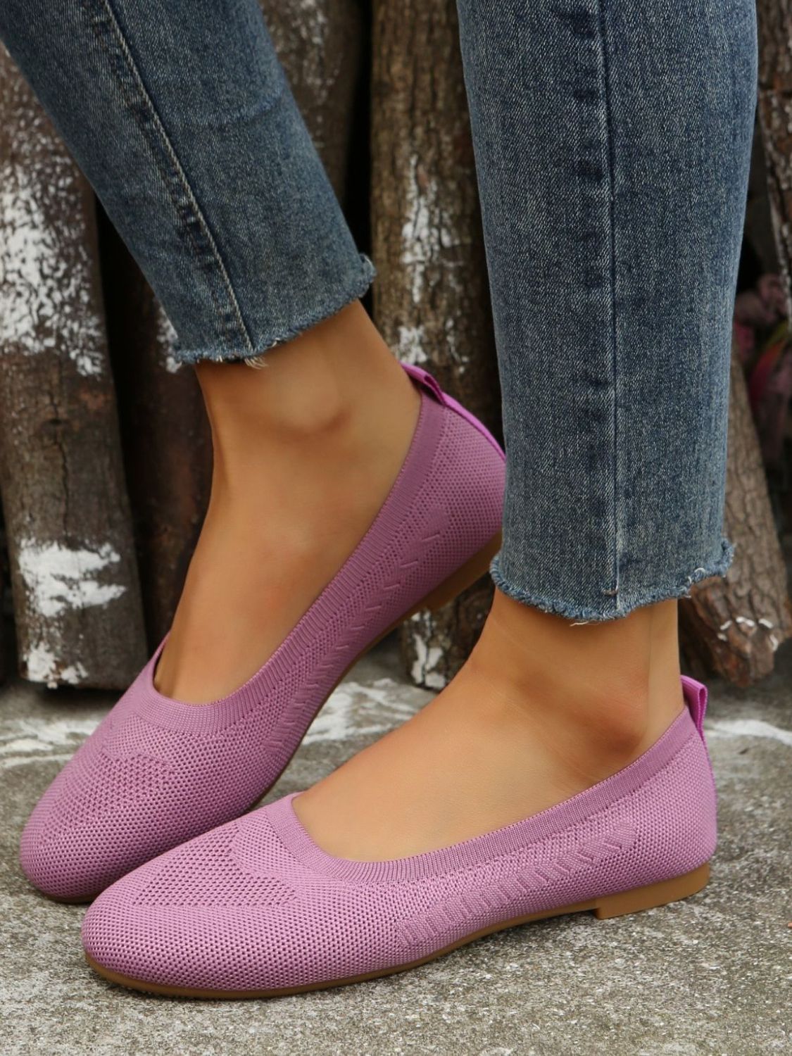 Purple Polyester Flat Slip-Ons, perfect for everyday comfort and style.