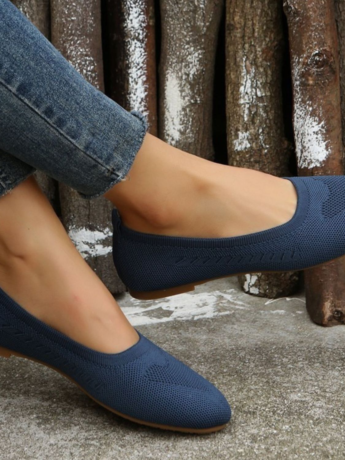 Relaxed, comfortable look of Polyester Flat Slip-Ons, perfect for laid-back days.