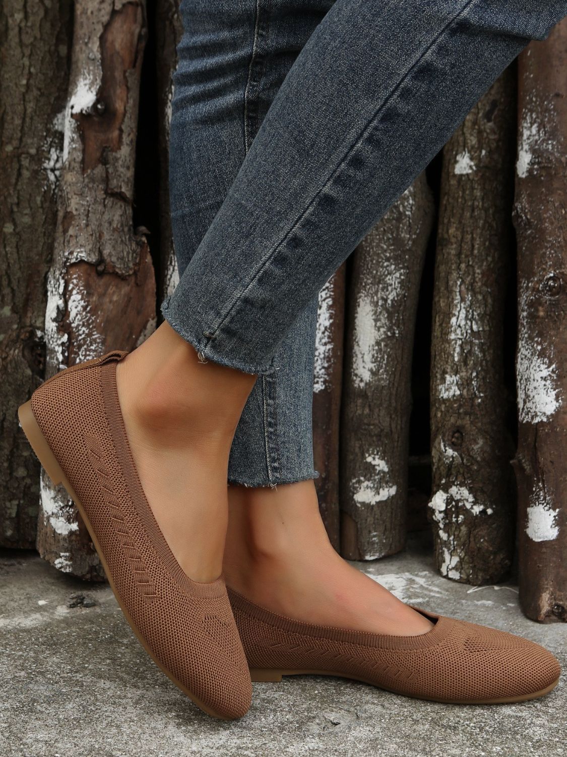 Side view of Polyester Flat Slip-Ons, highlighting the flat, slip-on design for ease of wear.