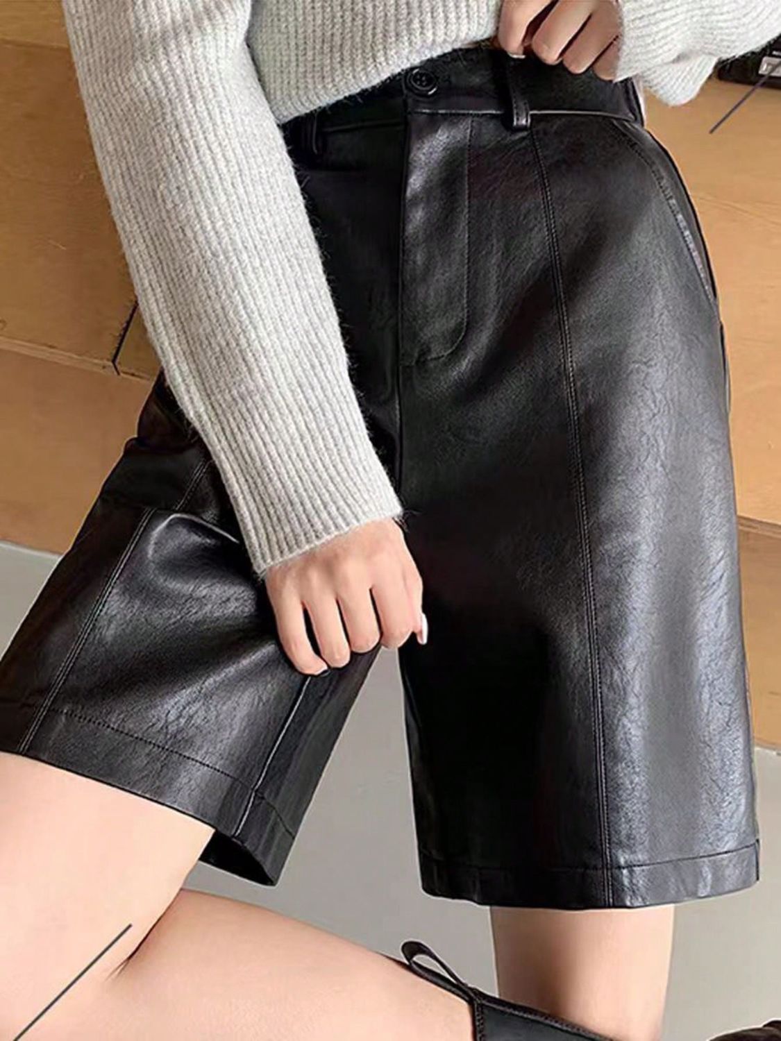 PU Leather High Rise Shorts | Stylish Women's Faux Leather Shorts - Filoré