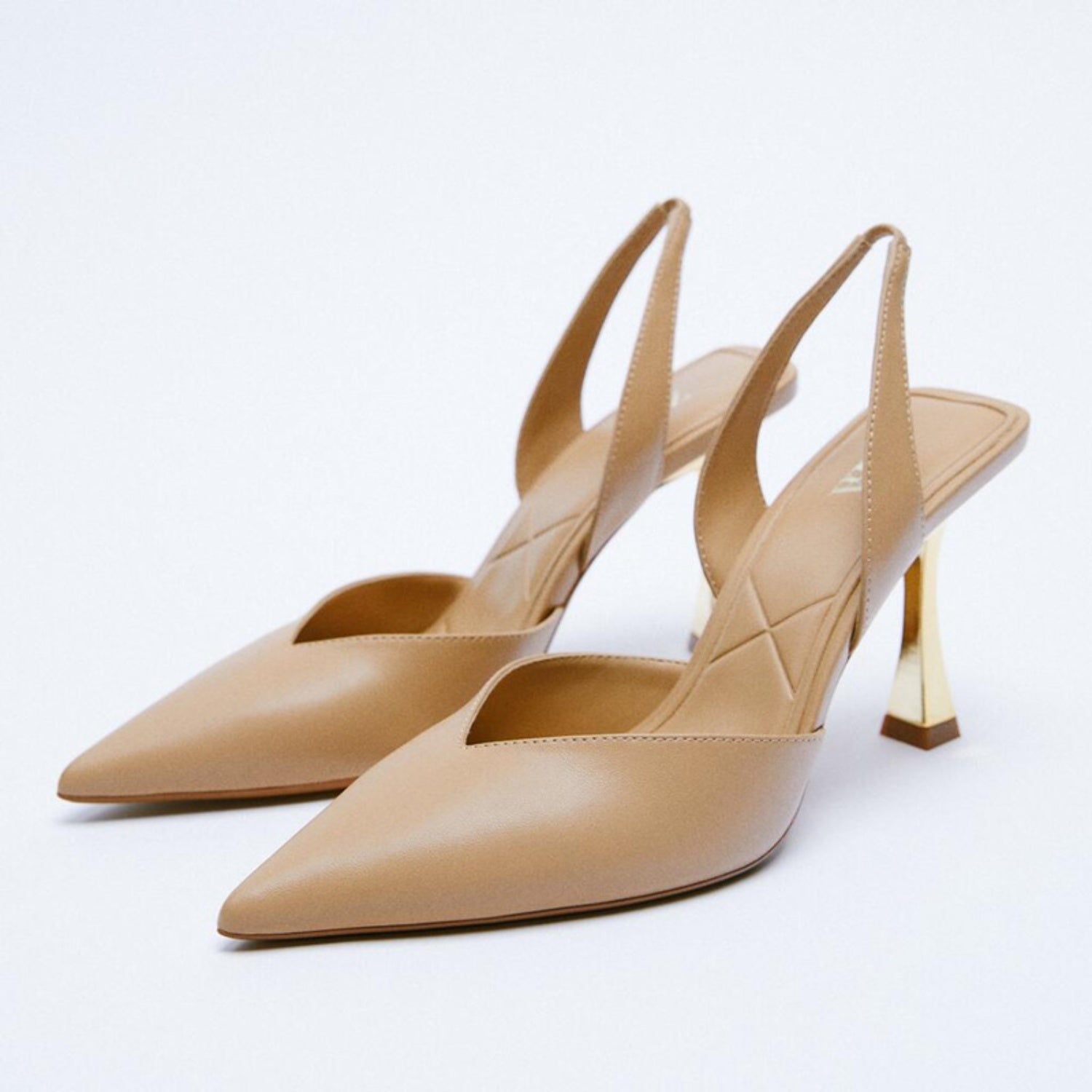 Close-up view of PU Leather Point Toe Stiletto Heel Pumps, highlighting the pointed toe and polished finish.