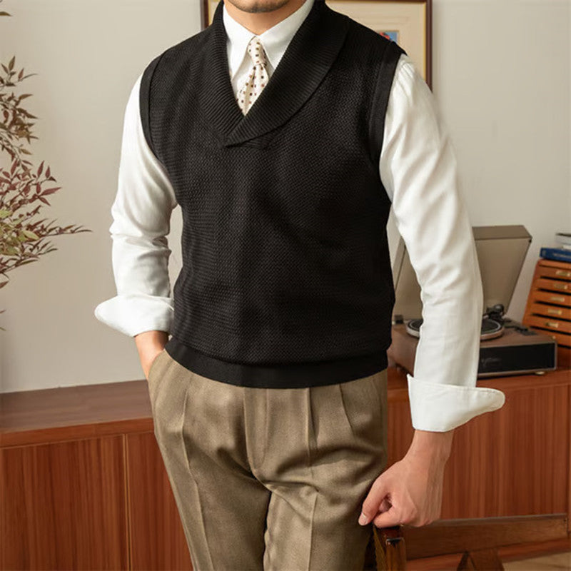 Slim fit knitted waistcoat for men - stylish business vest in grey