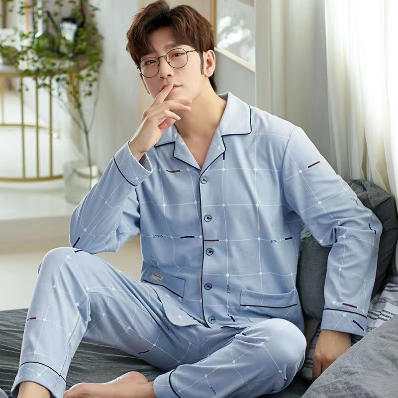 Spring and Autumn Loose Pajamas Suit displayed on a bed, ideal for sleep or lounging at home.