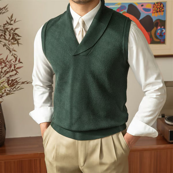 Men’s slim fit knitted waistcoat for business and formal wear