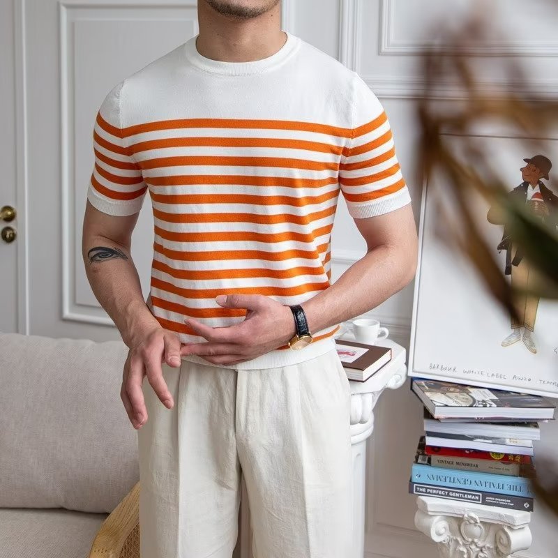 Fashionable striped T-shirt for men, great for any casual occasion