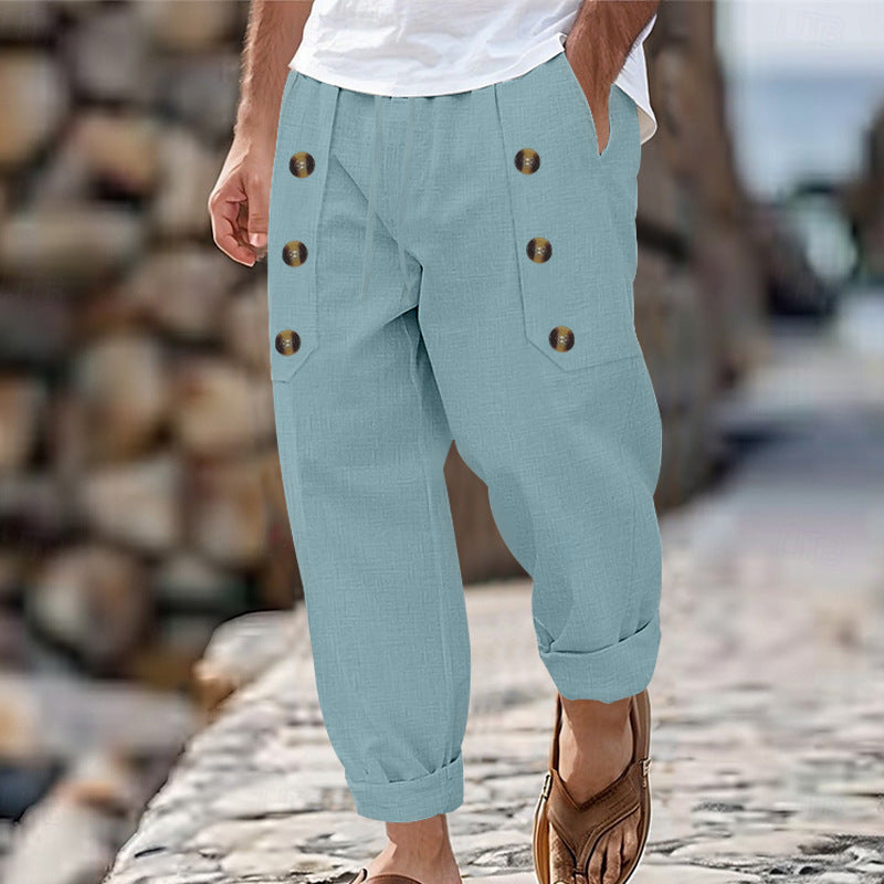 Trendy Hawaii Beach men’s trousers featuring button details for stylish summer outfits