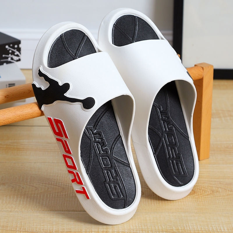 Trendy men's thick-sole basketball slippers for casual summer wear