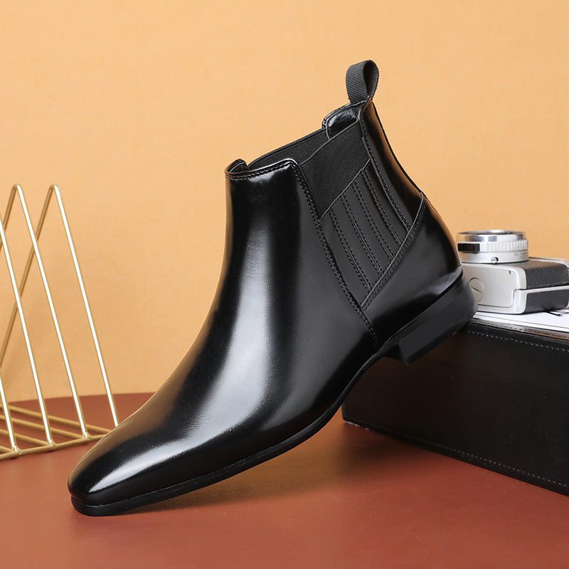 Versatile men's pointed toe high-top boots for any occasion.