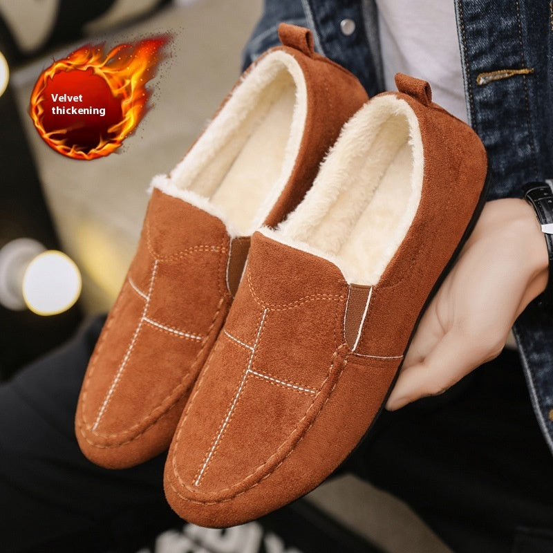 Warm fleece-lined casual shoes designed for men's comfort.