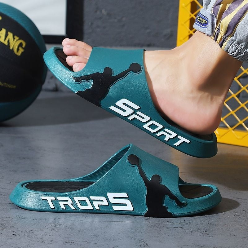 Wear-resistant basketball slippers for men with a sporty, durable design.