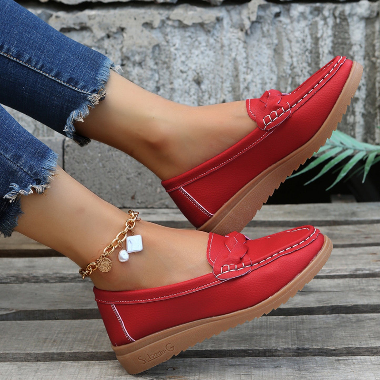 Weave Wedge Heeled Loafers are easy to pair with any outfit, whether casual or dressy.